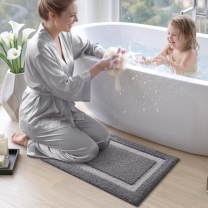 LUMI Bathroom Rug, Non Slip Absorbent Bath Mat, Dark Grey, 20"x32" - color: Dark Grey, size: 20"x32"
