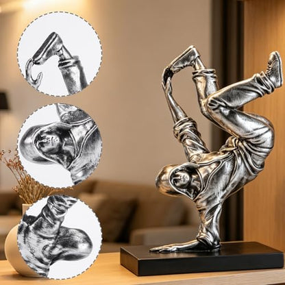 Resin Street Dance Figurine Silver Dancing Man