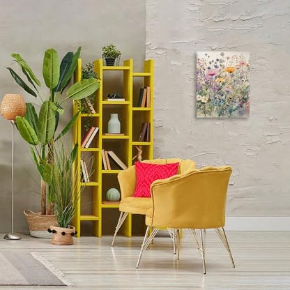 Mixed Wild Flowers Botanical, 16 x 20 Inch Canvas Wall Art - size: 20"L x 16"W