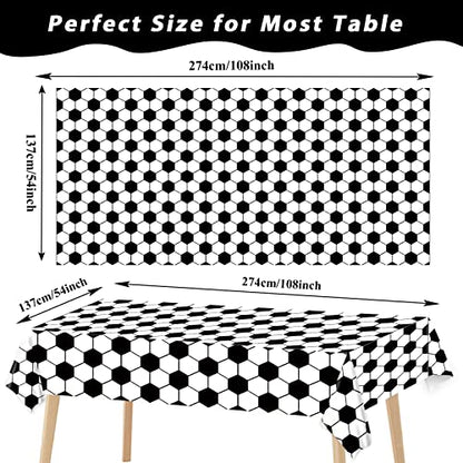 Tevxj 3 Pieces Soccer Party Tablecloths for Soccer Birthday Decorations Plastic Disposable Sports Ball Party Table Covers for Rectangle Tables Birthday Supplies Favors, 54 x 108 Inches - style: Soccer