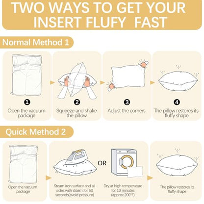 OKBA Throw Pillows Insert Set of 2, with 100% Cotton Cover, Bed and Couch - Indoor Hotel Decorative Pillows, 22x22 in White Pillows Inserts - size: 22x22 Inch (Pack of 2)
