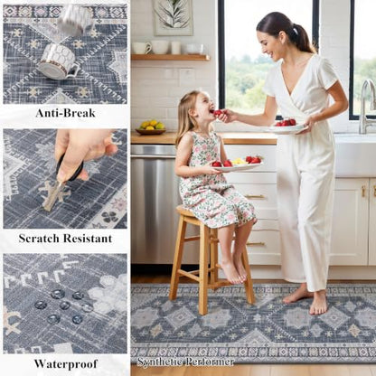 Ileading Anti Fatigue Kitchen Mat, Non Slip Cushioned Standing Floor Mat, Waterproof Kitchen Runner Rug, Farmhouse Comfort Padded Mat for Sink, Laundry, Office, Blue, 24''x71'' - color: Blue
