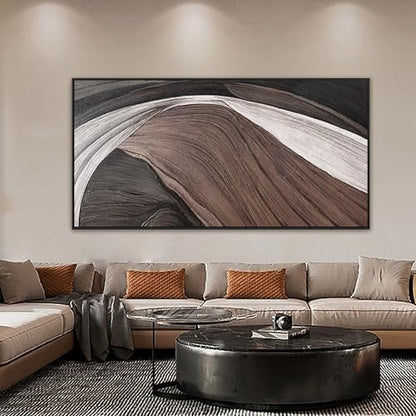 Large Framed Abstract Black And White Wall Art For Living Room 29 X 58 - color: SaddleBrown black, size: 58"L x 29"W
