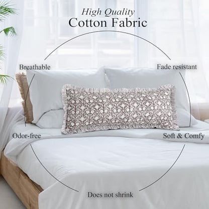 CPC Mocha Regal Block Print Ruffle Sham Pillow Cover 14x36 Inch, Pack of 1 - color: Mocha Regal, size: 36" x 14" (Pack of 1)