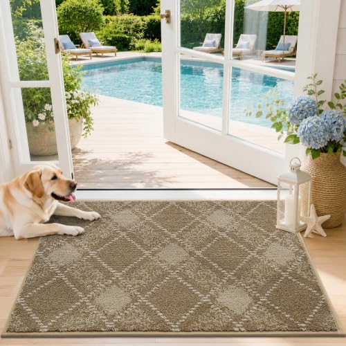 COSY HOMEER Door Mat Non-Slip Absorbent Washable Entrance 20"x32" Taupe - color: Taupe, size: 1'8" x 2'8" (Rectangular)