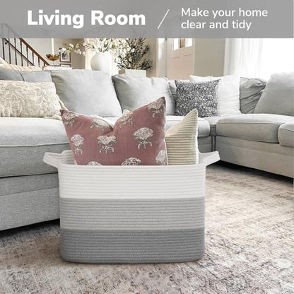 Goodpick 50L Large Woven Storage Basket, 18" x 14" x 12", Gradient Gray - color: Gradient Grey, size: 18"L x 14"W x 12"H