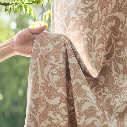 jinchan Taupe Floral Curtians 96 Inch Room Darkening Grommet 2 Panels - color: *Taupe, size: 50"W x 96"L (Pack of 2)