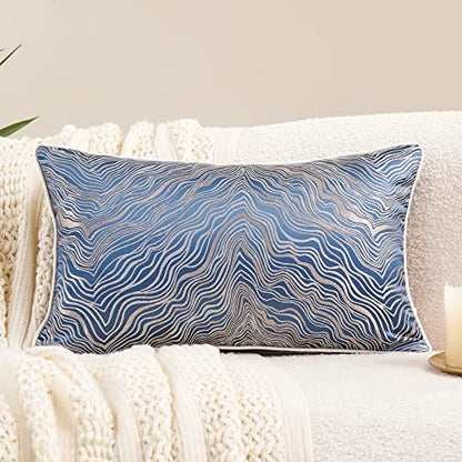 Avigers Lumbar Pillow Cover 12 x 20 Inch, Blue, Rayon Blend, Hidden Zipper - color: Blue, size: 20" x 12" (Pack of 1)