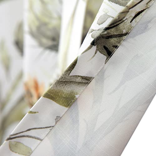 Leeva Kitchen Tie-up Curtains Valances, Linen Energy Efficient Elegance Flowers Printed Pattern Rod Pocket Small Drapes for Bedroom Living Room Cafe, 52 x 18, White, One Panel - color: T13, size: 52"W x 18"L (Tie Up)