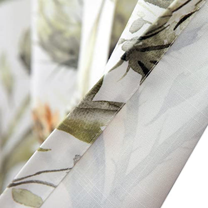 Leeva Kitchen Tie-up Curtains Valances, Linen Energy Efficient Elegance Flowers Printed Pattern Rod Pocket Small Drapes for Bedroom Living Room Cafe, 52 x 18, White, One Panel - color: T13, size: 52"W x 18"L (Tie Up)