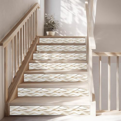 IVN Wallpaper Border Peel and Stick Wall Ivory Gold Waves 4x196 Inch - color: Ivory Gold Waves