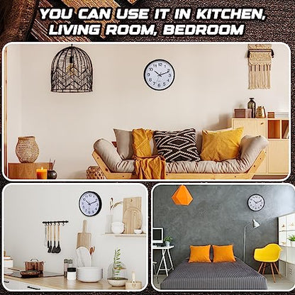 Inbagi 12 Pcs Silent Wall Clocks 12 Inch Large Quartz Analog Clock Black - size: 12 Inch