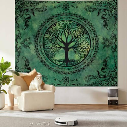 Green Boho Tapestry for Bedroom, Large Hippie Tree of Life Wall Tapestries - color: Green Tapestry, size: 90"L x 71"W