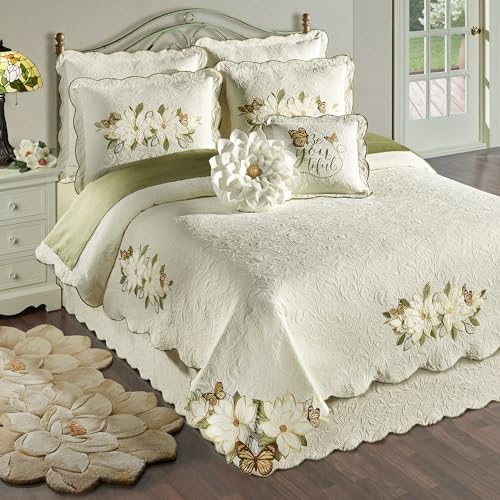 Sweetbay Garden Luxury Ivory Matelasse Bedding, Full, 6 Pc Set - size: 6 Piece Full Coverlet Set