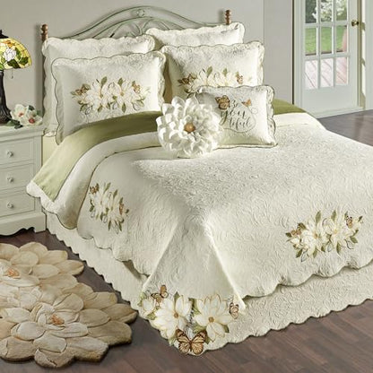 Sweetbay Garden Luxury Ivory Matelasse Bedding, Full, 6 Pc Set - size: 6 Piece Full Coverlet Set