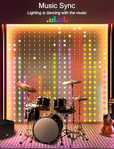 LumBelle 6.6 x 6.6Ft 400 LED Smart Curtain Lights with APP Remote Control - size: 6.6Ft x 6.6Ft