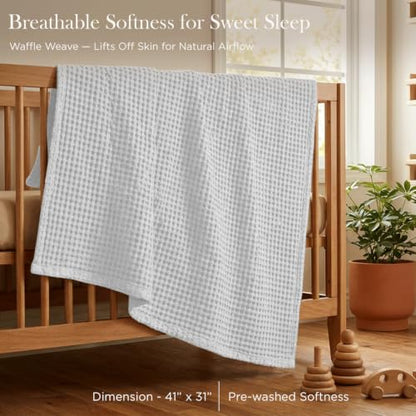Threadmill Waffle Swaddle Blanket, Rayon Derived from Bamboo, White - color: White, size: Swaddle (41" x 37")