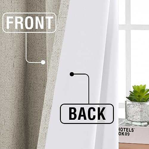 H.VERSAILTEX Faux Linen 100% Blackout Curtains for Bedroom 63 inches Long Thermal Insulated Textured Linen Look Curtain Back Tab/Rod Pocket/Hook Belt Draperies 2 Panels, 52 x 63 Inch，Stone - color: Stone, size: 52"W x 63"L (Pack of 2)