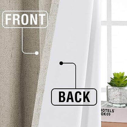 H.VERSAILTEX Faux Linen 100% Blackout Curtains for Bedroom 63 inches Long Thermal Insulated Textured Linen Look Curtain Back Tab/Rod Pocket/Hook Belt Draperies 2 Panels, 52 x 63 Inch，Stone - color: Stone, size: 52"W x 63"L (Pack of 2)