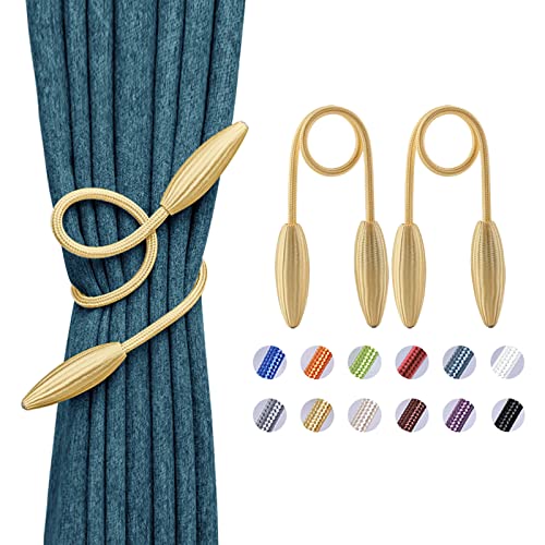 NICEEC 2 Pack DIY Curtain Tiebacks Clips Crystal Decorative Creative Twist Drape Tie Backs European Style Random Modelling Curtain Holdbacks for Home Kitchen Office Window Drapery (Light Gold) - color: Light Gold, size: 2 Pack