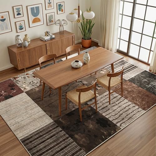 6'x9' Brown Patchwork Geometric Area Rug - color: Brown, size: 6' x 9' (Rectangular)