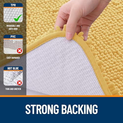 OLANLY Toilet Rugs U-Shaped 20x20, Soft Absorbent Chenille Contour Rugs - color: Yellow, size: 20" X 20" Contour Rug