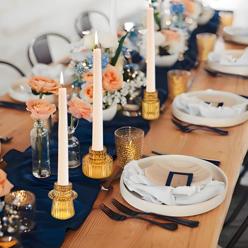 Glass Candlestick Holders, Taper Candle Holders, Set of 3, Amber - color: Amber, size: 3 PCS