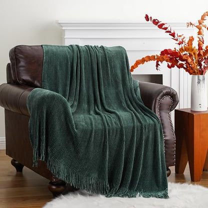 BATTILO HOME Dark Green Throw Blanket for Couch, 60"x80" - color: Dark Green, size: 60 x 80 in.