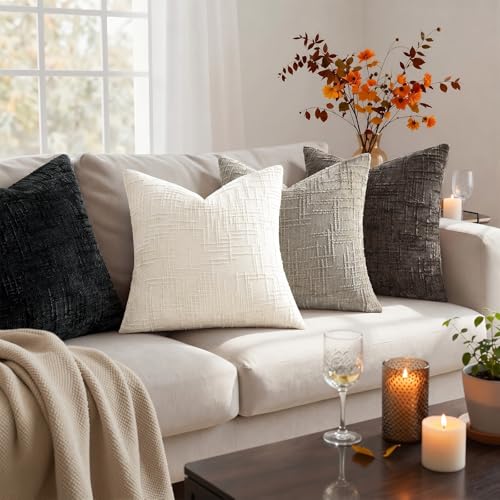 Pallene Dark Brown Textured Chenille Throw Pillow Covers 24x24 Set of 2 - color: Dark Brown, size: 24" x 24" (Pack of 2)