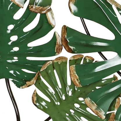 Touch of Class Tropic Monstera Leaves Arched Wall Art - Metal - Black, Bronze, Green - Tropical Decor for Bedroom, Bathroom, Dining Room, Living Room, Office - Openwork Dimensional
