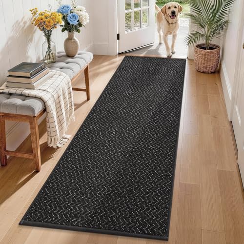 COSY HOMEER Hallway Runner Rugs Non-Slip Washable 2'x8' Black - color: Black, size: 2' x 8'
