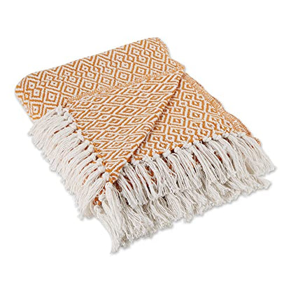 DII Rustic Farmhouse Double Diamond Woven Throw, 50x60, Pumpkin Spice - color: Pumpkin Spice, size: 50x60"