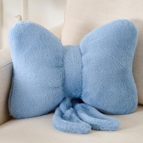 XIAIJIA Bow Pillow, Throw Pillows for Bed, Cute Blue Bow Pillows 16×13 in - color: Blue, size: 16"X 13"