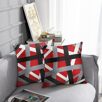 Emvency Throw Pillow Covers Set of 2, 18 x 18 Inch, Striped Retro Red - color: Red, size: 18" x 18" (Pack of 2)