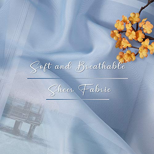 NICETOWN Navy Blue Ombre Sheer Scarf Curtains Valances, Elegant Backdrop Voile Texture for Indoor Outdoor Wedding Ceremony/Party/Pergola Canopy, Set of 2, W60 x L216 - color: Ombre Navy Blue