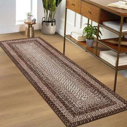 RUGSREAL 3x8 Hallway Runner Rug Washable Boho Kitchen Living Room Runners - color: Brown, size: 3' x 8' (Runner)