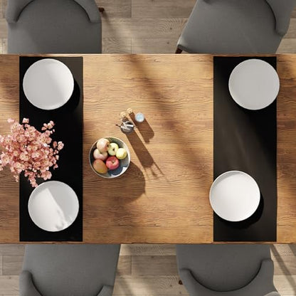 Encasa XO Table Runner, Cotton Canvas Dining Runner 13"x36" - color: Jet Black, size: 13x36 in