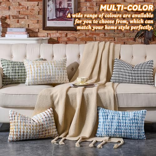 AmHoo Boho Chenille Pillow Cover,12 x 20-Inch Black - color: Black, size: 20" x 12" (Pack of 1)