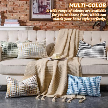 AmHoo Boho Chenille Pillow Cover,12 x 20-Inch Black - color: Black, size: 20" x 12" (Pack of 1)