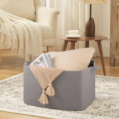 OIASKET 65L Extra Large Blanket Basket Living Room, 19.7"x15.8"x11.8" - color: Light Grey, size: 19.7"x15.8"x11.8"