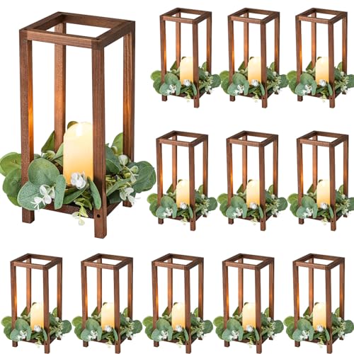 Geelin 12 Set Wooden Wedding Lanterns,12.99'',Wood Color - color: Wood Color, size: 12.99"