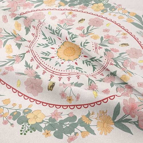 Mandala Tapestry for Bedroom Aesthetic Floral Boho Wall Tapestry Wall Hanging Pink Wall Tapestries for Bedroom Flower Wreath Wall Art Room Decor Aesthetic Bohemian Tapestries Wall Decor 36x48 Inches - color: Floral Mandala Aesthetic, size: 48"L x 36"W