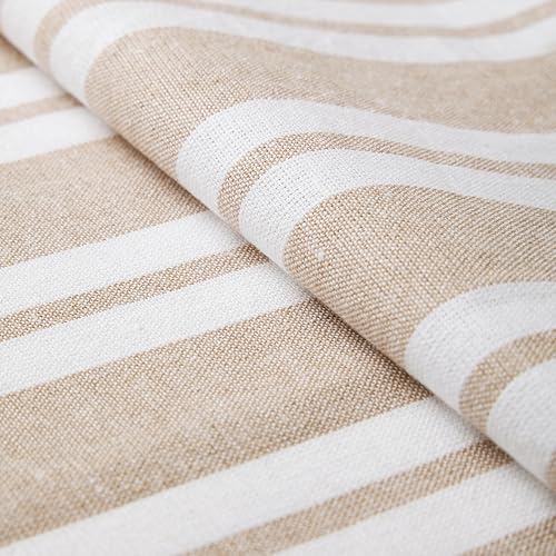 Encasa XO Table Runner, Woven Cotton Dining Linens 13"x72" Beige - color: Franca Beige Stripes, size: 13x72 in