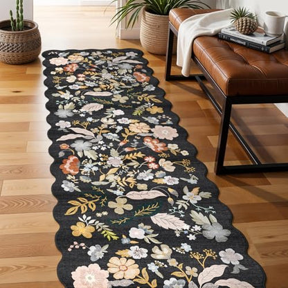 3x10ft Long Hallway Runner Rug: Non-Slip Washable Kitchen Floor Mat Black - color: Black, size: 3' x 10' (Runner)
