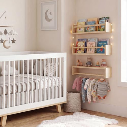 Fixwal Floating Nursery Book Shelves for Wall, 16.5 Inches, Set of 3 - color: Natural, size: 16.5inches