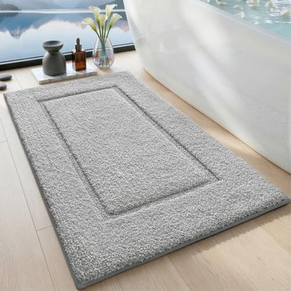DEXI Bath Mat 24x16, Soft Absorbent Bathroom Rugs Non Slip, Light Grey - color: Light Grey, size: 24" X 16" (Rectangular)
