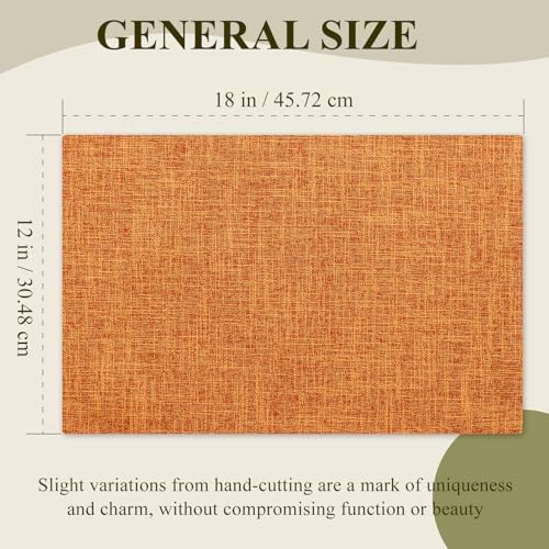 KXN Placemats Set of 4, Durable Dual-Layer Fabric Table Mats, Orange - color: Orange