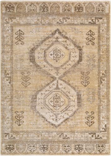 Hauteloom Cgasfi Hallway, Kitchen Runner Rug - Bohemian Medallion Vintage Transitional - Taupe, Brown, Ivory - 2'6" x 7'3" - color: Taupe, Medium Brown, Ivory / Cyrene, size: 2'6" x 7'3" (Runner)