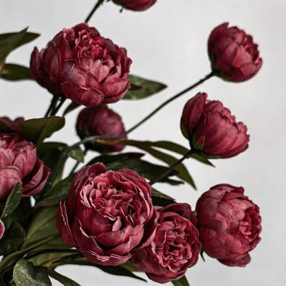 6Pcs Burgundy Peony Artificial Flowers for Vase - color: Burgundy, size: 6Pcs