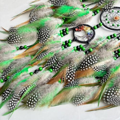 Large Dream Catchers, Rainbow Healing Crystal Tree of Life Dreamcatcher with Butterfly Suncatcher for Windows Hangings Decor, Home Wall Hanging Decor,Adults Boys Girls Festival Blessing Gift (Green)